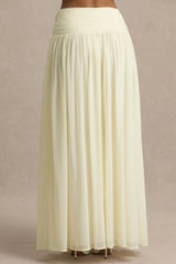Spencer | Cream Chiffon Pleated Maxi Skirt