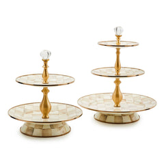 Mocha Check Three Tier Sweet Stand by MacKenzie-Childs