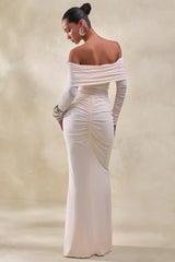 Micaela | Cream Ruched Maxi Skirt