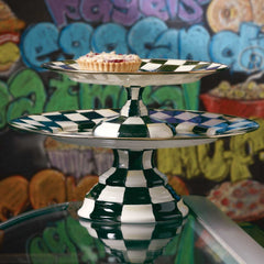Courtly Check Enamel Pedestal Platter - Small