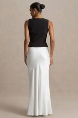 Lilah | Cream Satin Maxi Skirt