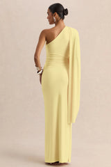 Sabella | Lemon Asymmetric-Neck Maxi Dress