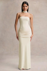 Graciella | Stone Bandeau Maxi Dress With Draped Detailing And Scarf