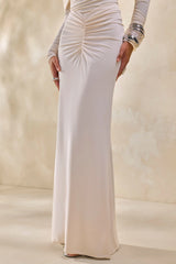 Micaela | Cream Ruched Maxi Skirt