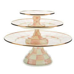 MacKenzie-Childs Rosy Check Small Pedestal Platter