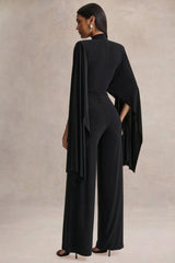 Laurina | Black Plunge-Neck Jumpsuit