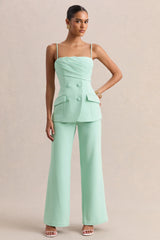 Lunivra | Sage Square-Neck Tailored Top