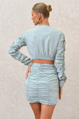 Break Of Day | Sage Ruched Mini Skirt