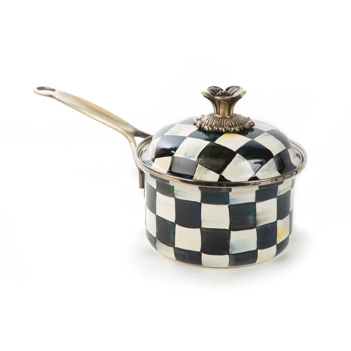 Mackenzie-Childs Courtly Check Enamel 1 Qt. Saucepan