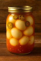 32oz Large Jar Cajun Jalapeño Spicy Pickled Eggs | Bold Cajun Spice Brined Hard Boiled Eggs Portable Spicy Savory Snack