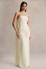 Graciella | Stone Bandeau Maxi Dress With Draped Detailing And Scarf